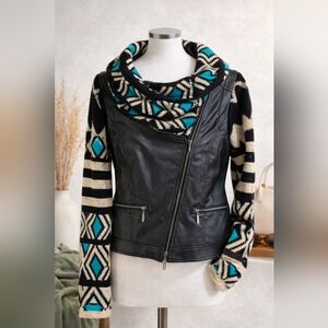 NWT: Size M: MontanaCo Faux Leather Jacket with Aztec Pattern, Women's